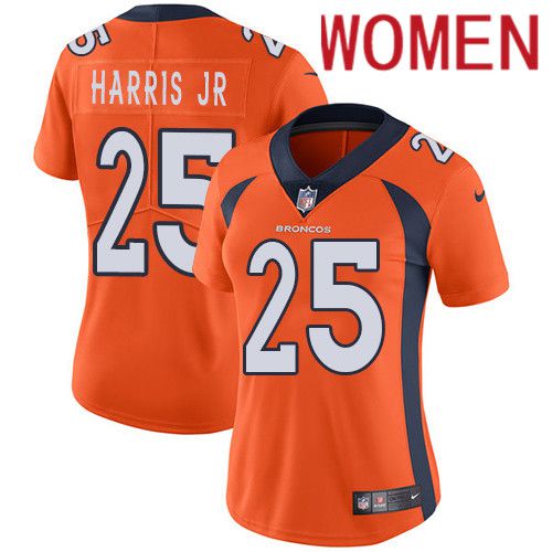 Women Denver Broncos 25 Chris Harris Jr Orange Nike Vapor Limited NFL Jersey